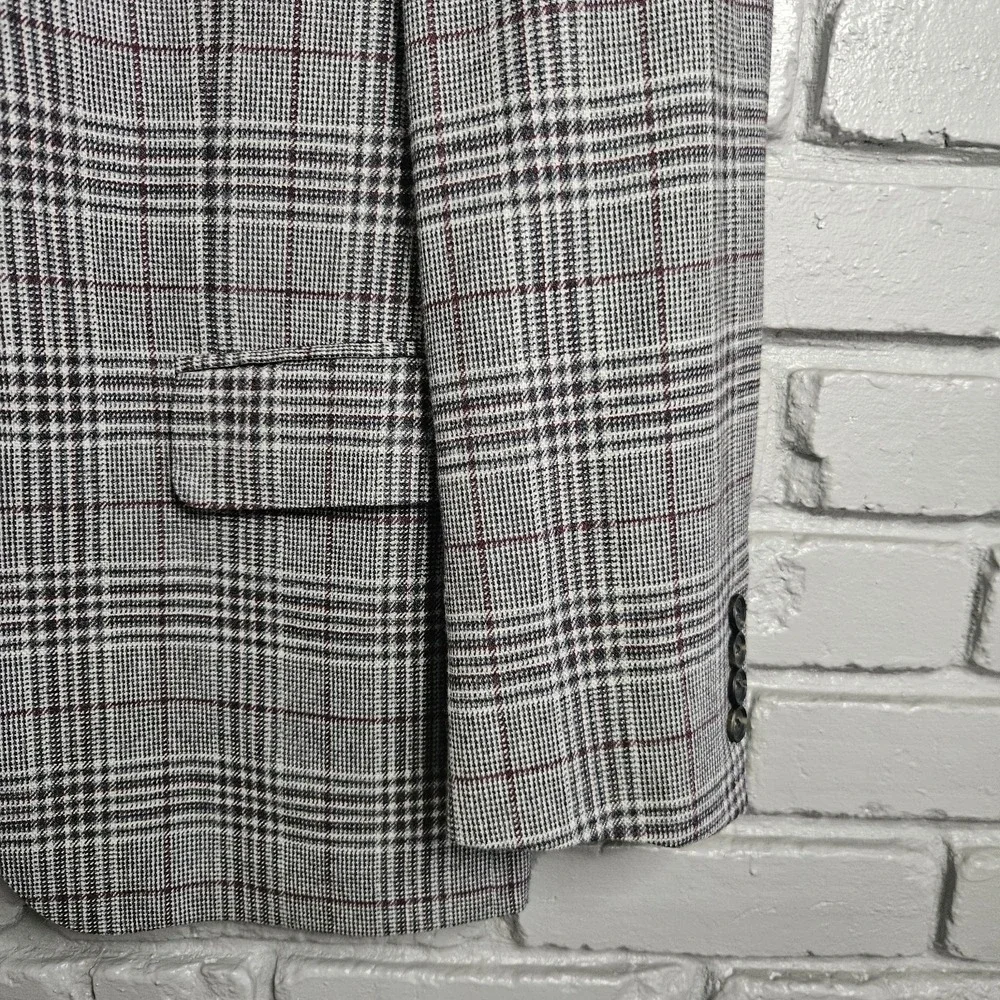Faconnable Mens Blazer 42R Wool Cashmere Plaid Sport‎ Coat Suit Jacket